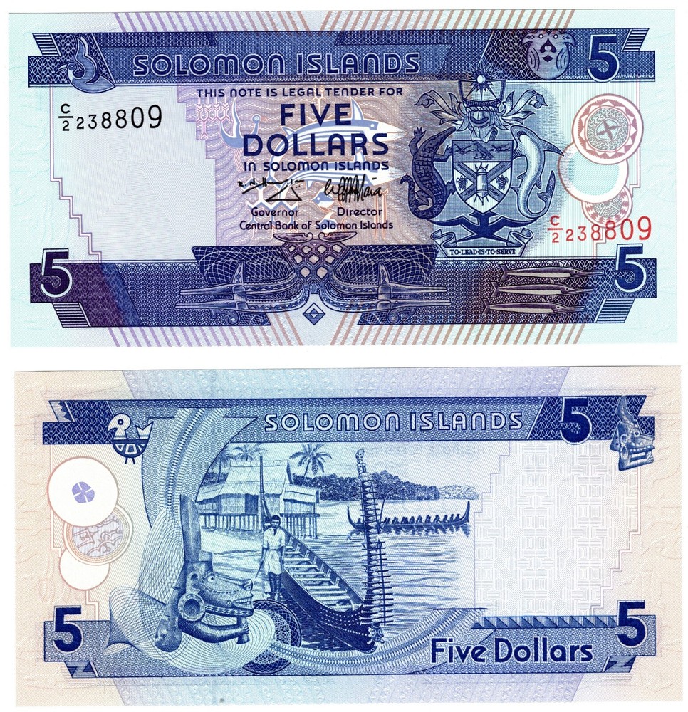 1997 Solomon Islands 5 Dollars Banknote UNC P19