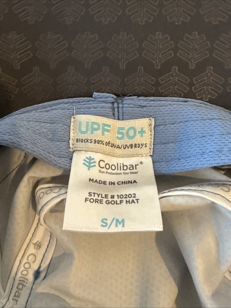 🧢 Coolibar Performance FORE Golf Hat – Wide Brim – UPF 50+ Blue Digital Pattern