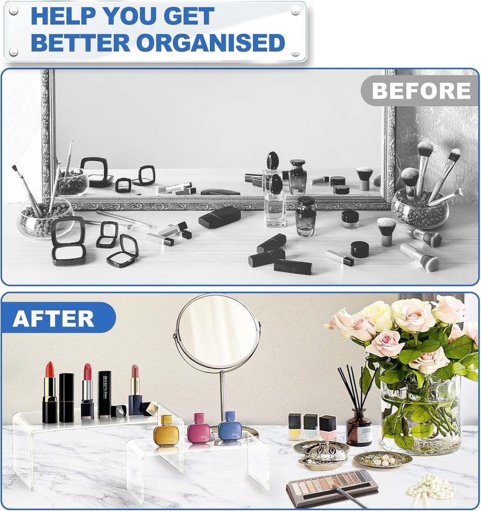 Polished Acrylic Display Risers - 16 Pcs Set for Organized Elegance in Any Space