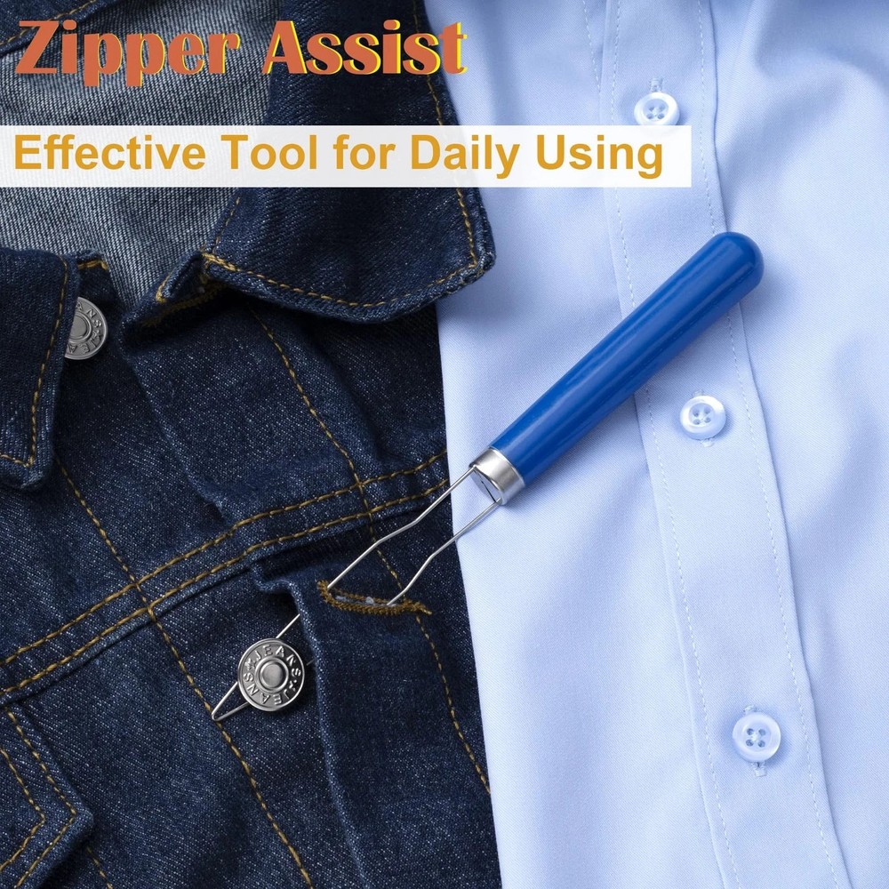 Steel Button Helper Tool for Elderly, Wide Plastic Handle Buttons Fastener Tool&