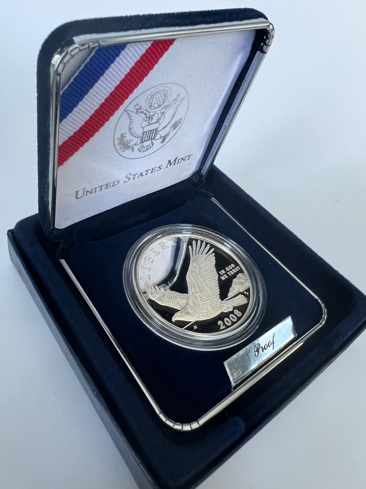 US MINT- 2008 P Bald Eagle Commemorative Silver Proof $1 Dollar Coin - OGP & COA