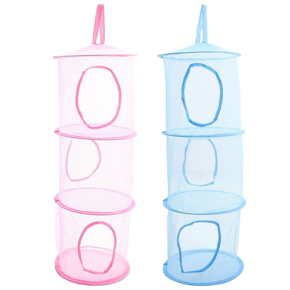 2 Pcs Hanging Mesh Storage Net Multi Layer Drying Basket For Socks Clothes