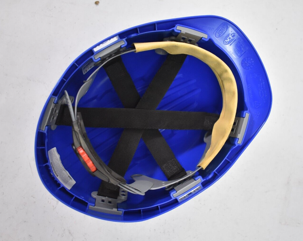 JSP Hard Hat 6 Point Textile Suspension Wheel Ratchet Class E EV6151 Blue
