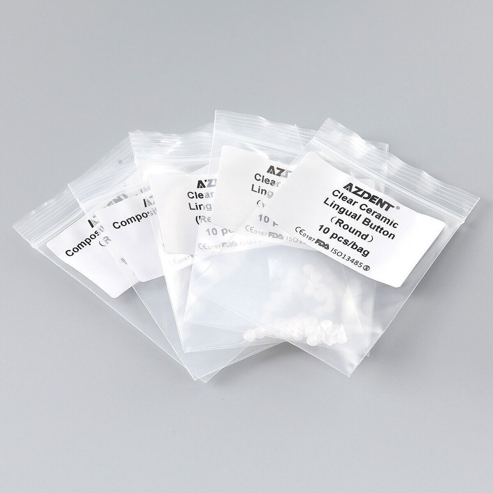 Dental Ortho Composite Clear Ceramic Lingual Buttons for Round Rectangular Base