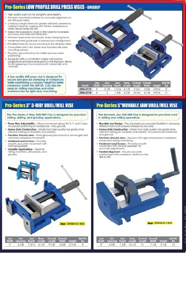 PRO-SERIES 4" LOW PROFILE DRILL PRESS VISE (3906-0174)