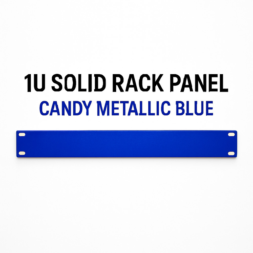 1U Solid Rack Panel – Candy Metallic Blue – 19” Custom Steel Cover