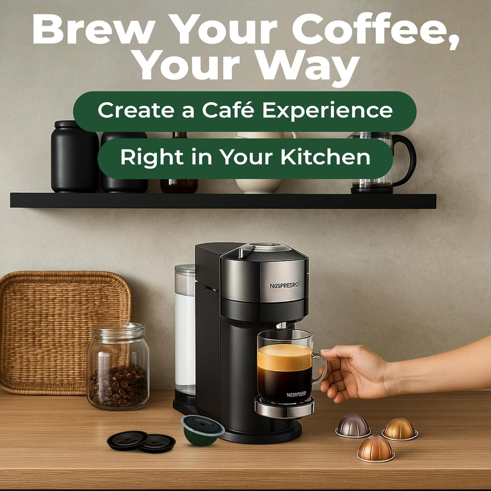 Reusable Coffee Capsule Lids - Refillable Pod Lids for Nespresso Vertuo, Compati