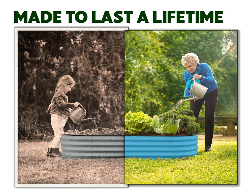 Plant & Plot Galvanized Raised Garden Beds Outdoor // 4×2×1 ft Planter