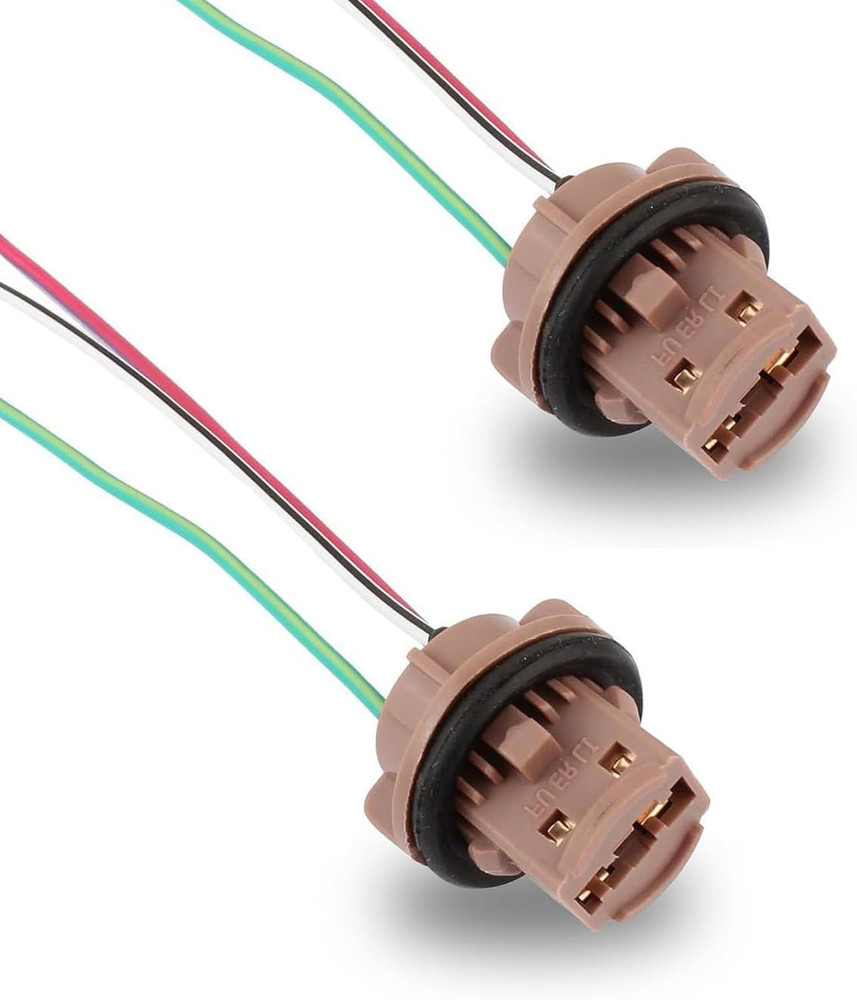 Pack-2 7443 Brake Light Bulb Holder Socket Pigtail Harness Connector
