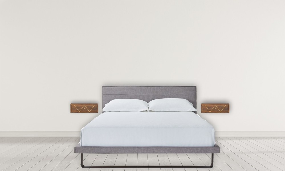 Solid wood Floating Chestnut Brass Bedside