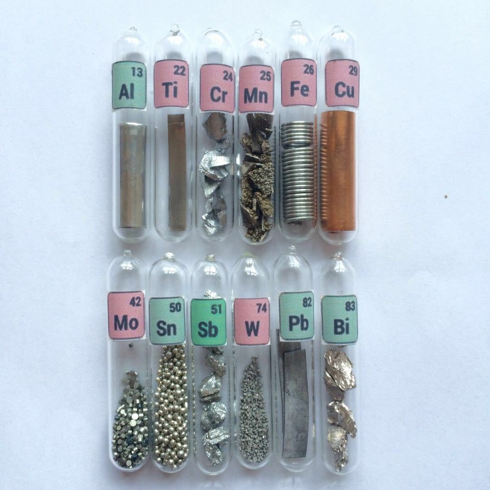 1PC  different elements samples in labeled glass vials Metal Set,