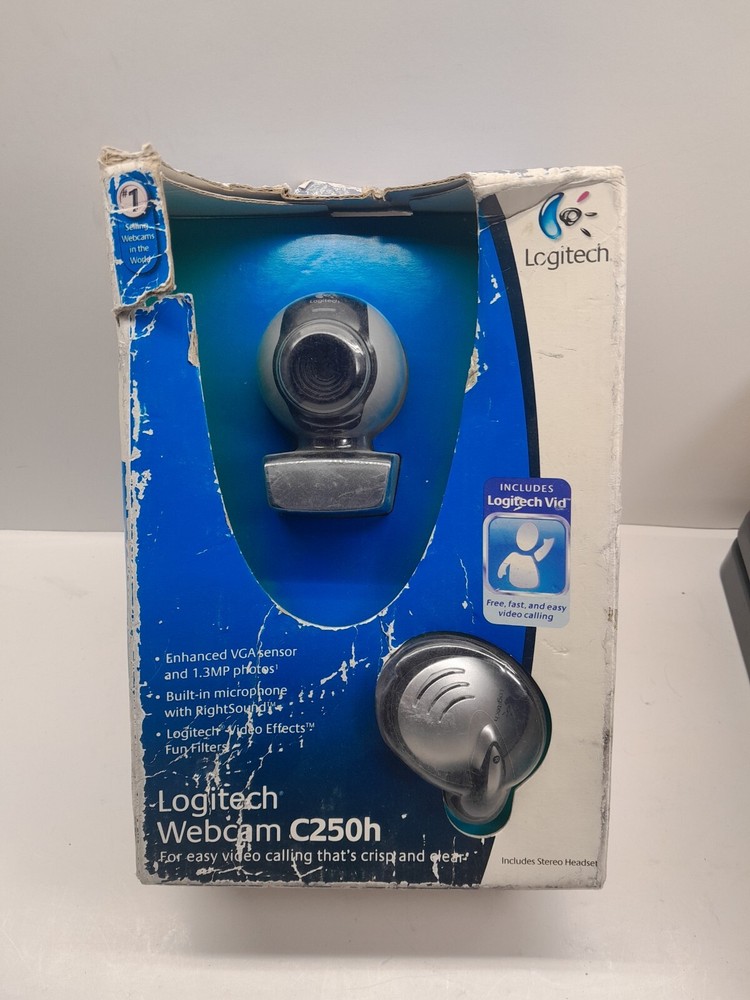 Logitech Webcam Camera C250h Easy Video Calling Wired Headset Open Box 1.3mp