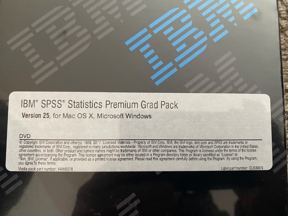IBM SPSS Statistics Premium Grad Pack Vers 25 for Mac OS X Microsoft Windows NEW