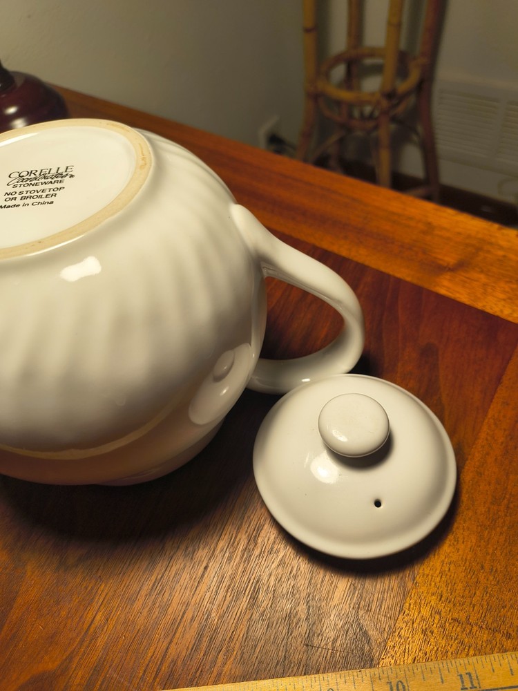 Corelle Coordinates Stoneware Teapot White Enhancement Pattern 1995- 2015
