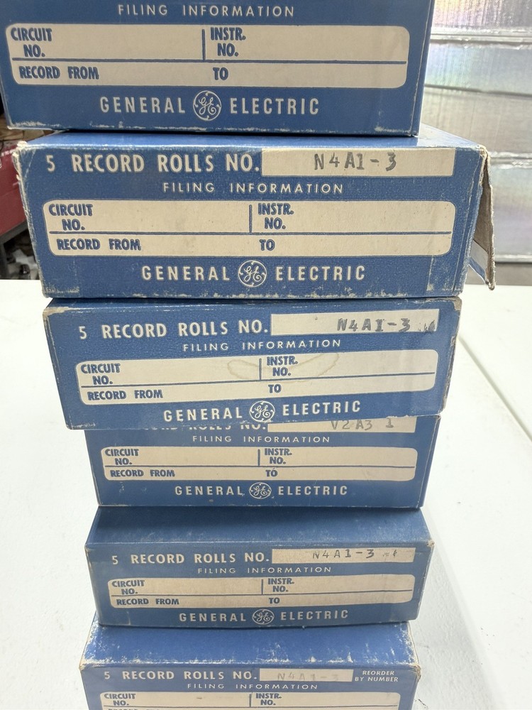 3 boxes V2A3-1 GE record roll 4 boxes N4A1-3 5 rolls per box