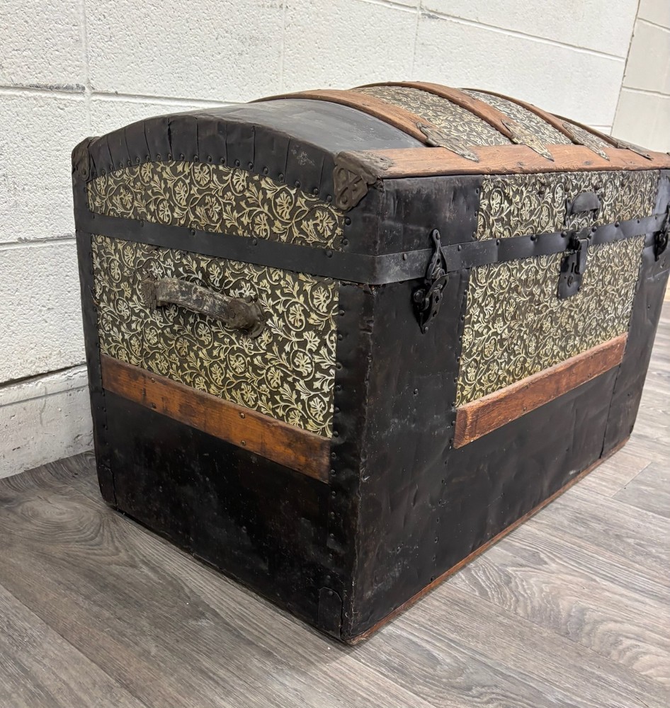 Antique Camel Back Steamer Trunk Chest