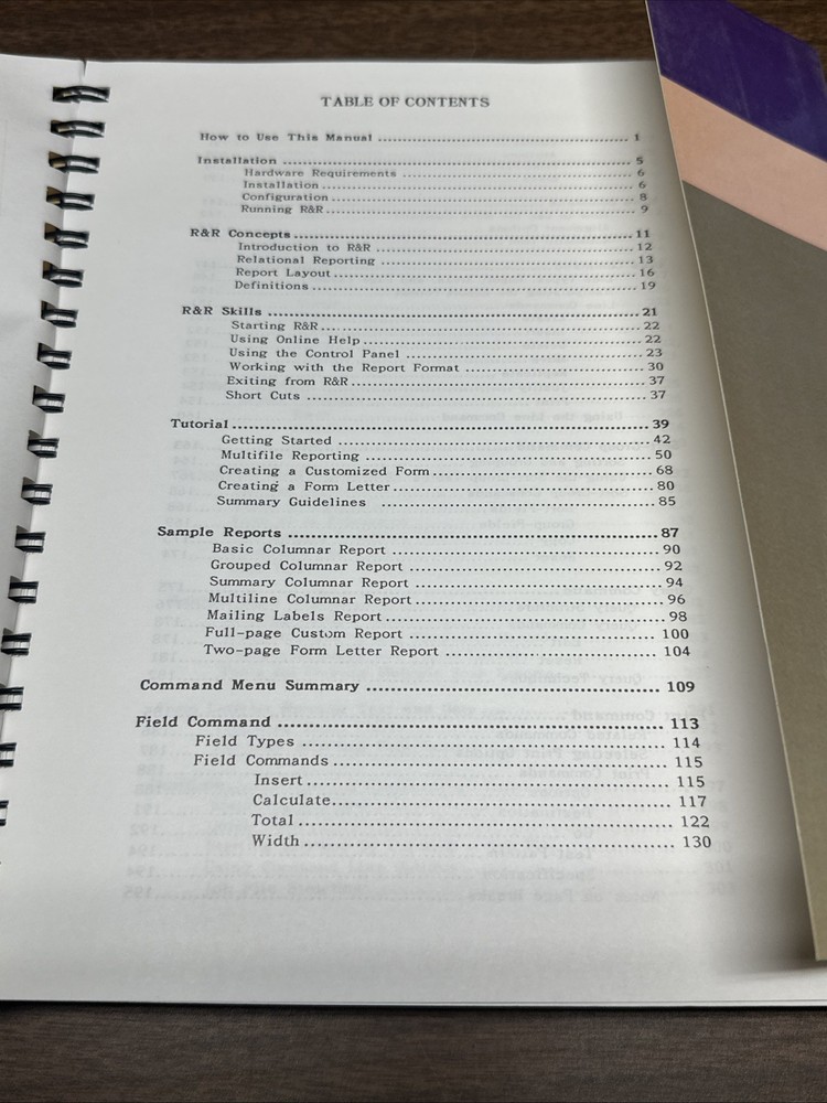 Concentric Data Systems R&R Relational Report Writer dBase Manual 1988 Version 3