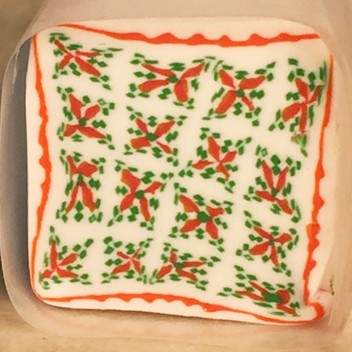 Country quilt patterned raw polymer clay cane, version 2