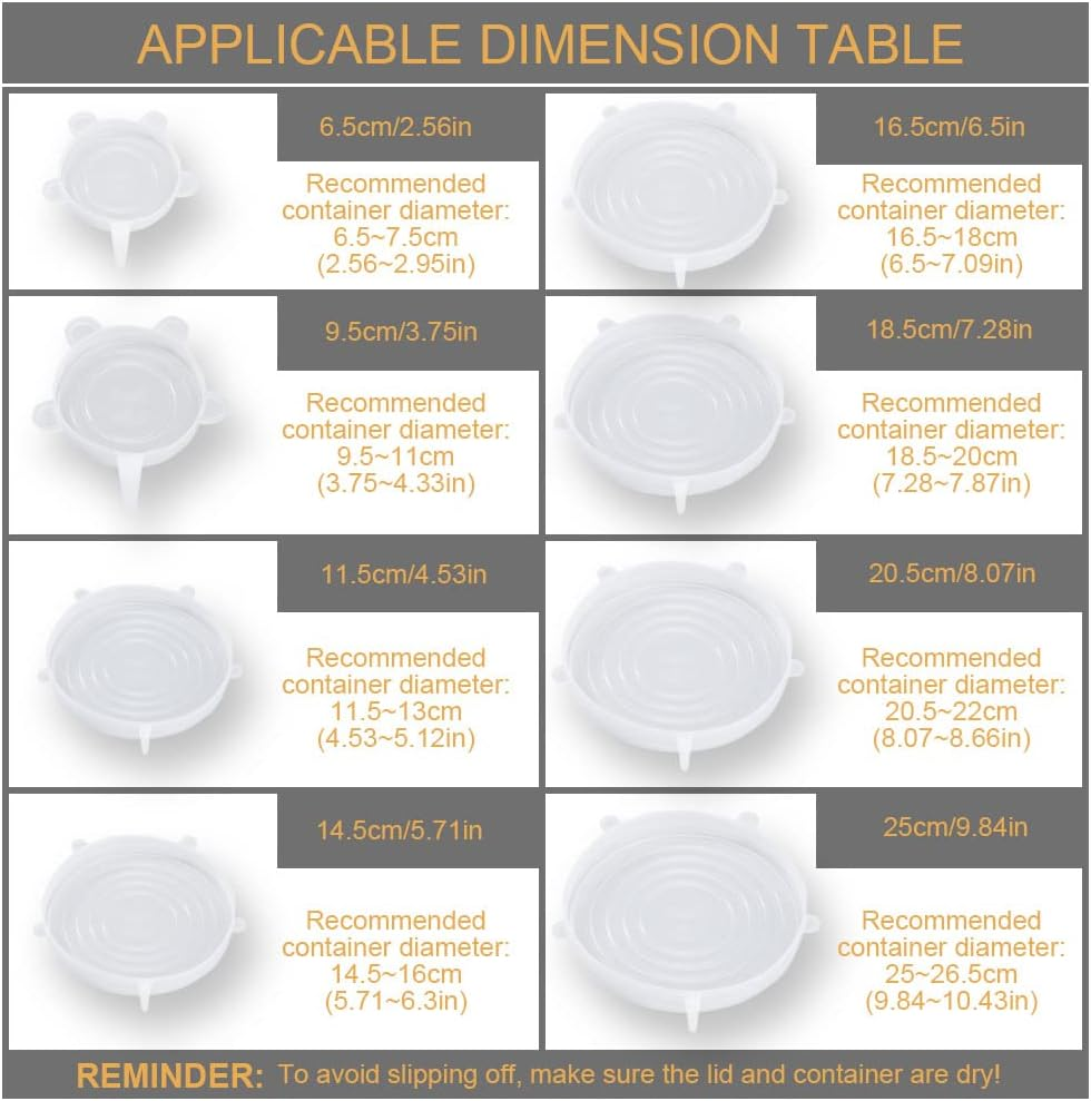 4 Pack Same Size Silicone Stretch Lids, Thicker Reusable Sturdy Silicone Contain