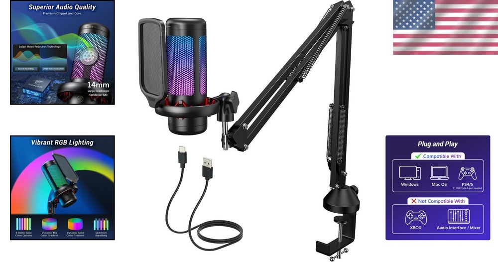 Gaming Microphone Set with Boom Arm, Vocal Condens
