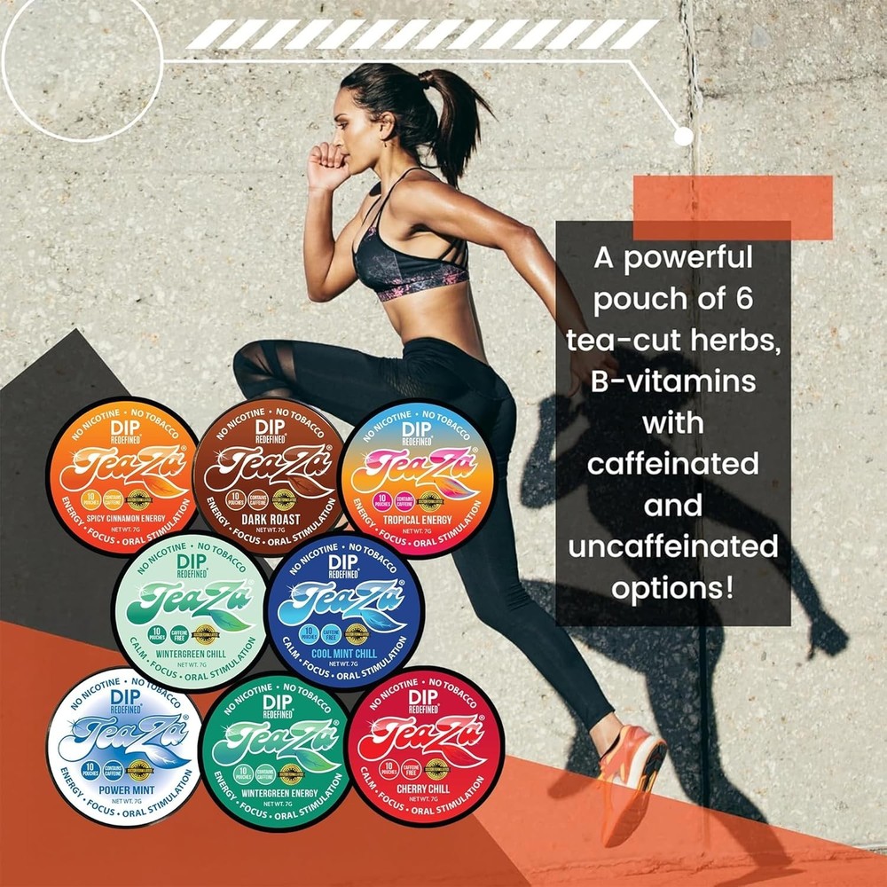 TeaZA Energy Variety Pack - Flavored Pouches 8 Pack