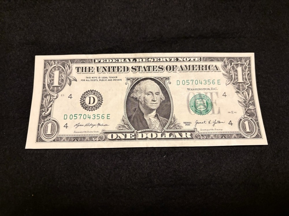 2021 $1 Error Note Misaligned Printing D05704356E