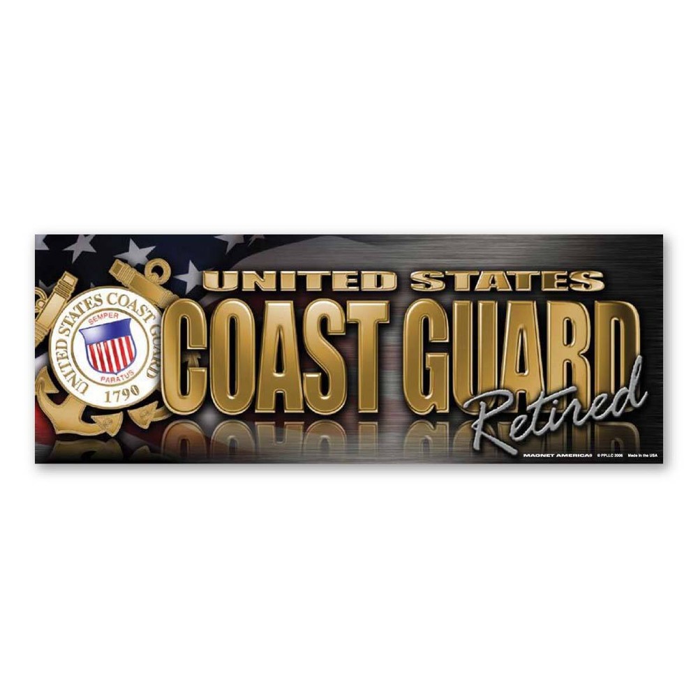Coast Guard Retired Chrome Bumper Strip  Magnet