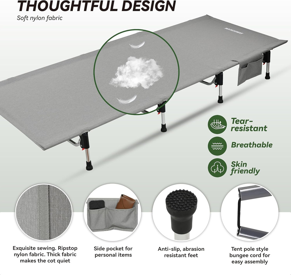 Lightweight Folding Tent Camping Cot Bed with Lever Lock, Easy Setup Portable Co