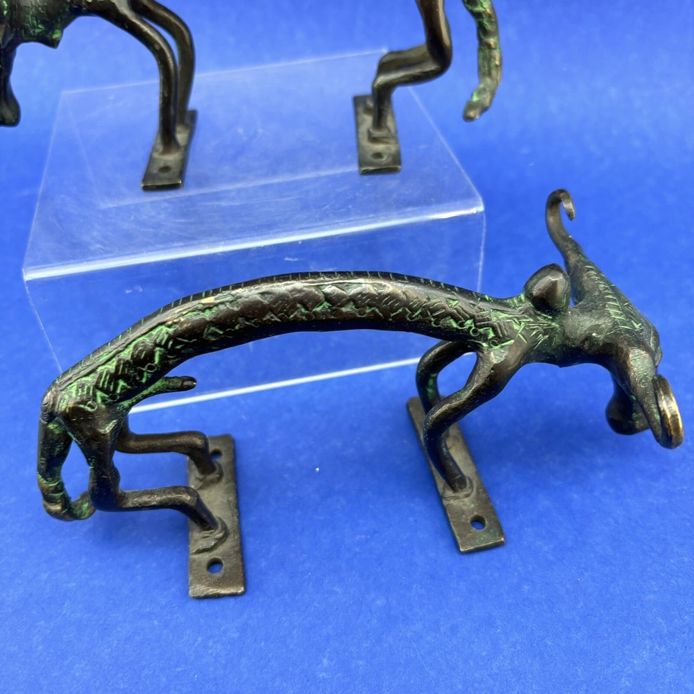 Ox Water buffalo 2x Door Handle Pull Solid Brass Ethnic Orissa India Knob Gate