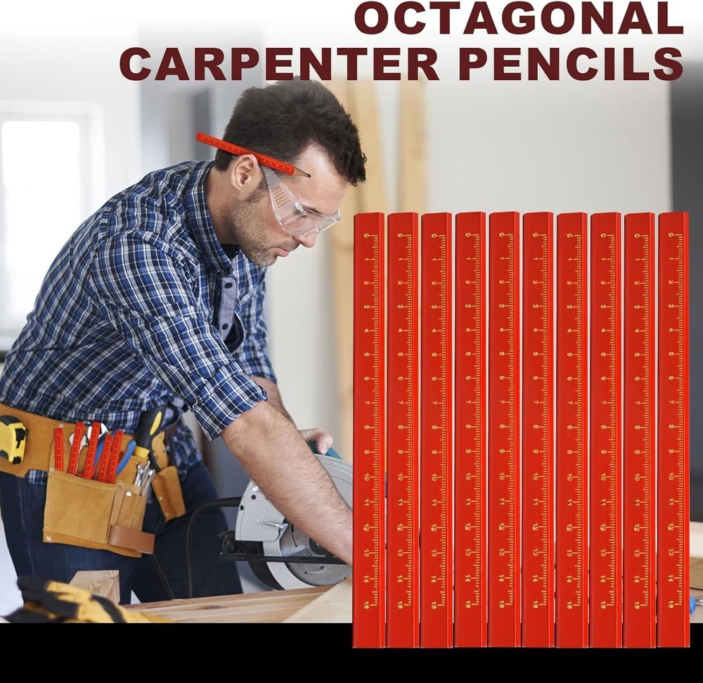 100 Pack Octagonal Black Carpenter Pencils for Woodworking Construction Marking