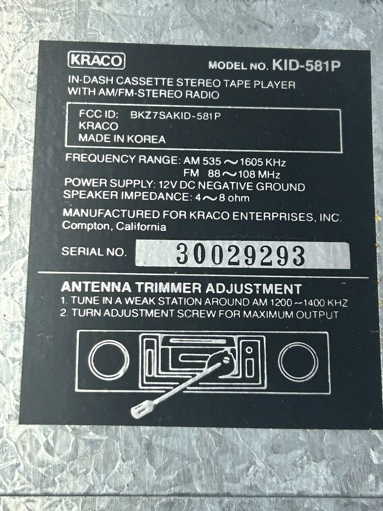 Kraco DASHMASTER Model KID-581P