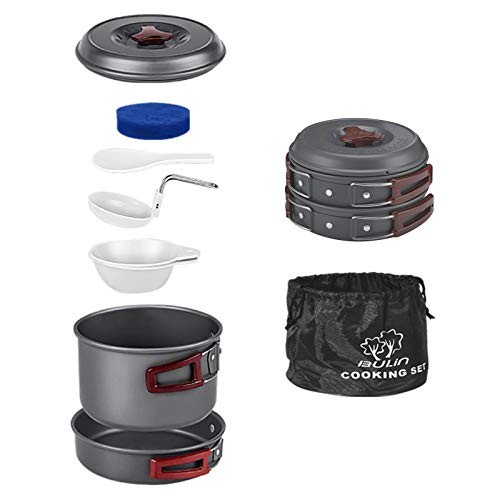 Camping Cookware Set Mess Kit,20/13/9/7/3PCS Lightweight & Compact BLACK-7PCS