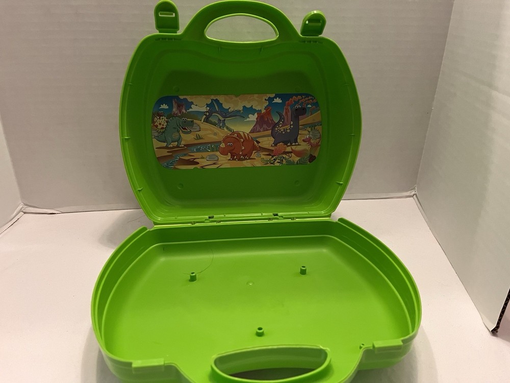 Dino World Green Plastic Case with 38 Assorted Dinosaurs & 8 Trees & Rocks
