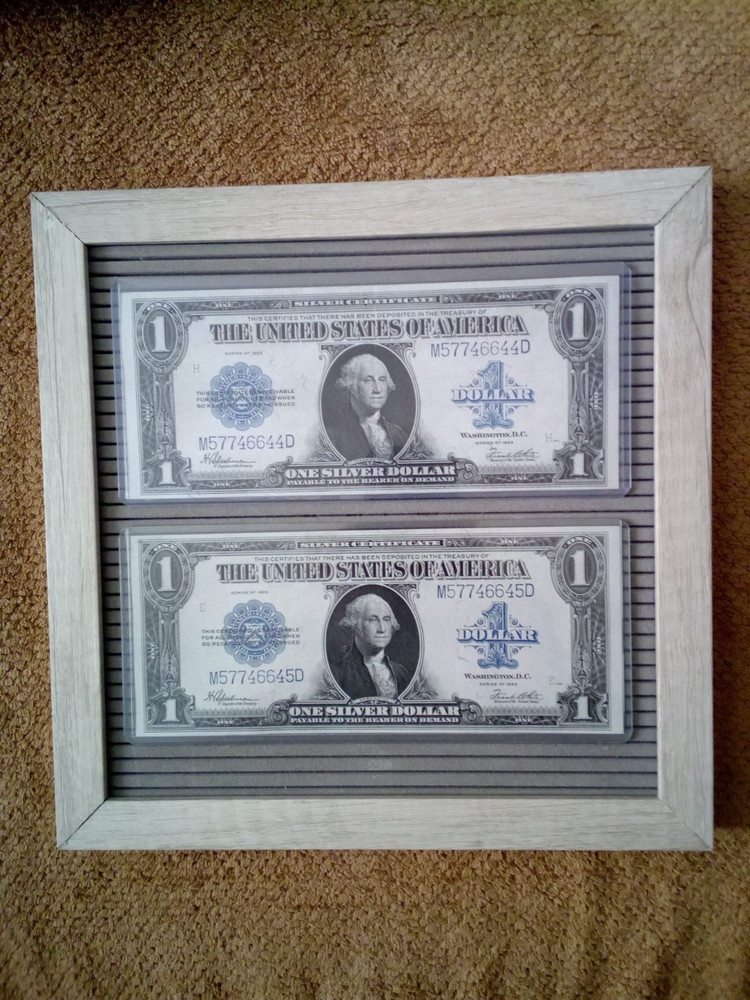 RARE 1923 $1 ONE DOLLAR LARGE-SIZE SILVER CERT. CONSEC. NOTES, AU++/UNC,GIFT SET