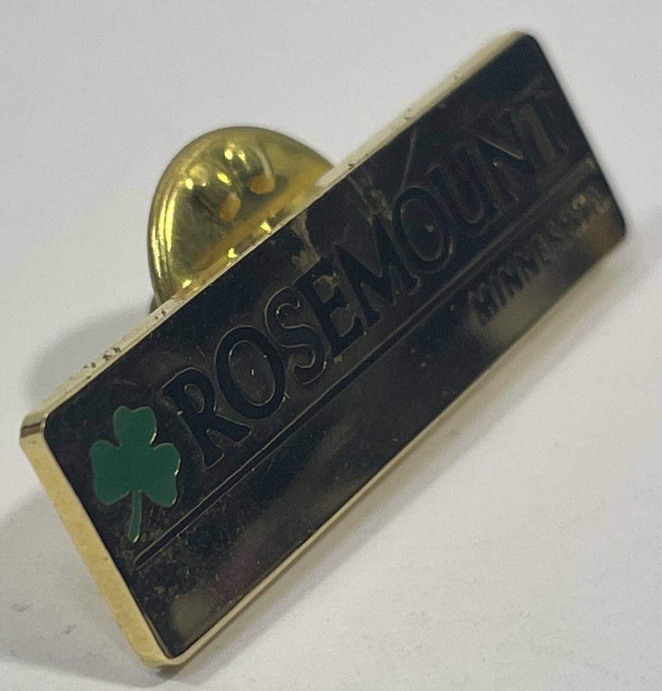 Rosemount Minnesota Pin Button Pinback Clover Gold-Toned Lapel