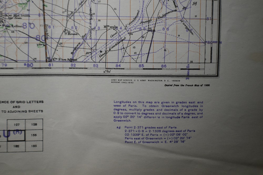 1942 *WW2* St Cloud [Gdyel] Algeria Map OPERATION TORCH