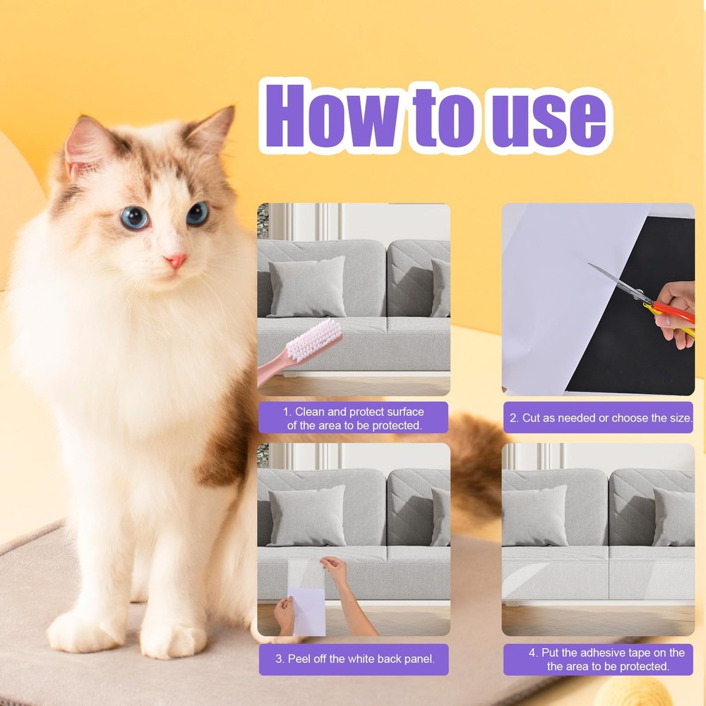 15pack Cat Scratch Furniture Protector,Couch Protector from transparent