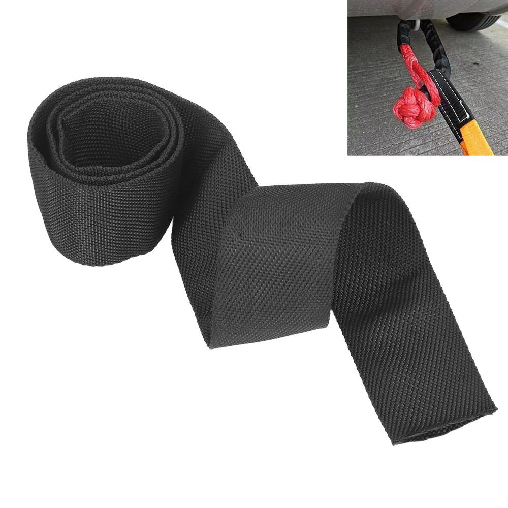 (2M) Rope Protective Sleeve Polyester Winch Rope Protective Sleeve Black