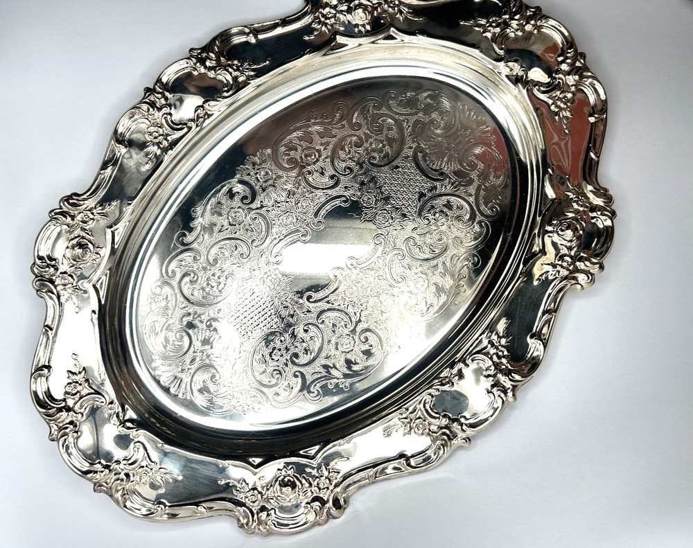 Towle 17” Vintage Master Oval Platter Silverplate Silver Plate Embossed
