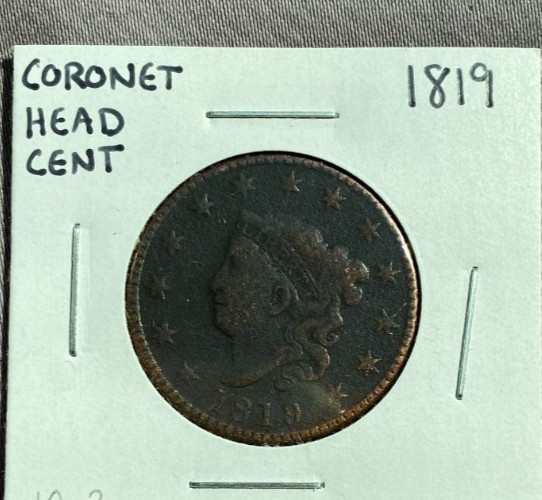 1819 Coronet Head LARGE CENT VERY NICE - FULL LIBERTY -