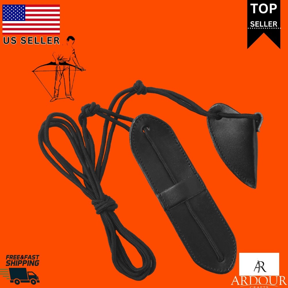 Leather Bow Stringer Cowhide Leather Black Archery Bowstring Tool Rope Stringers