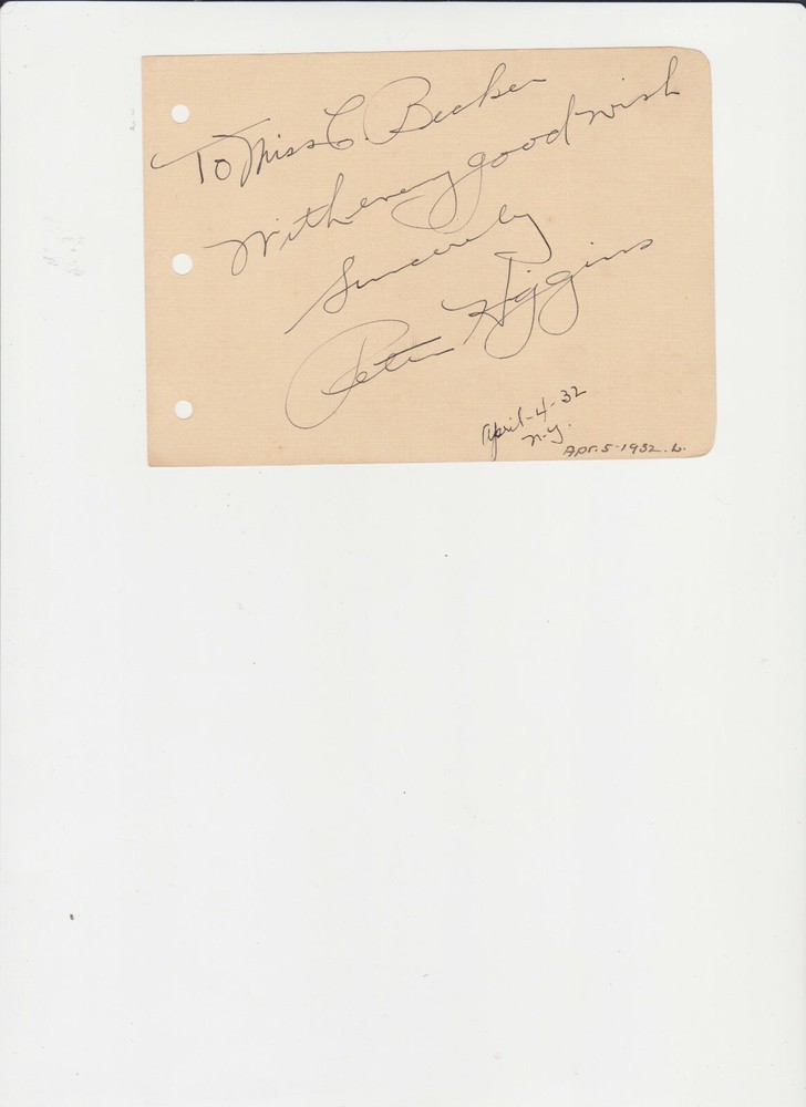 ACTOR PETER HIGGINS AUTOGRAPH ON ALBUM PAGE