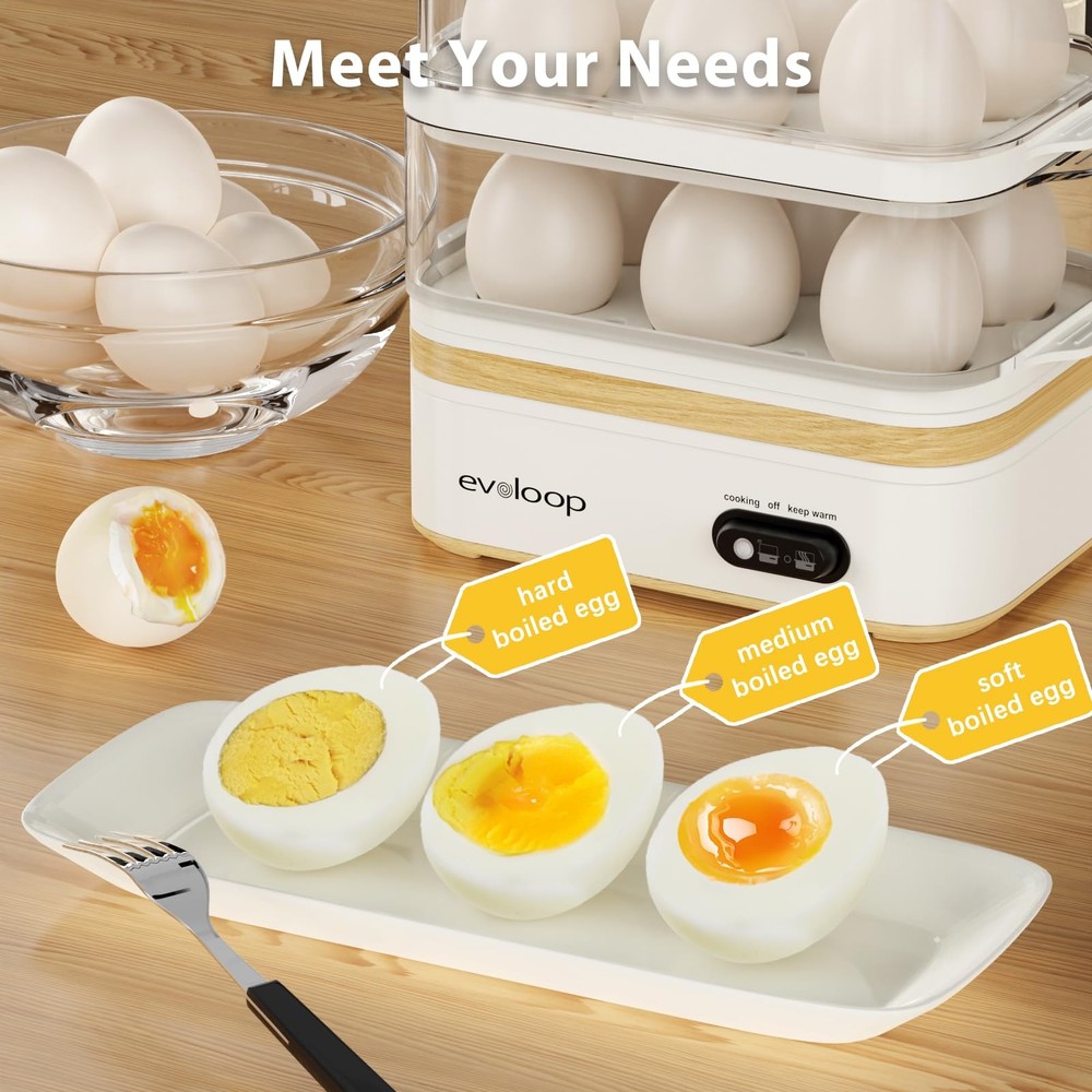 Rapid Egg Cooker Electric for 12 Eggs Soft Medium Hard Boiled