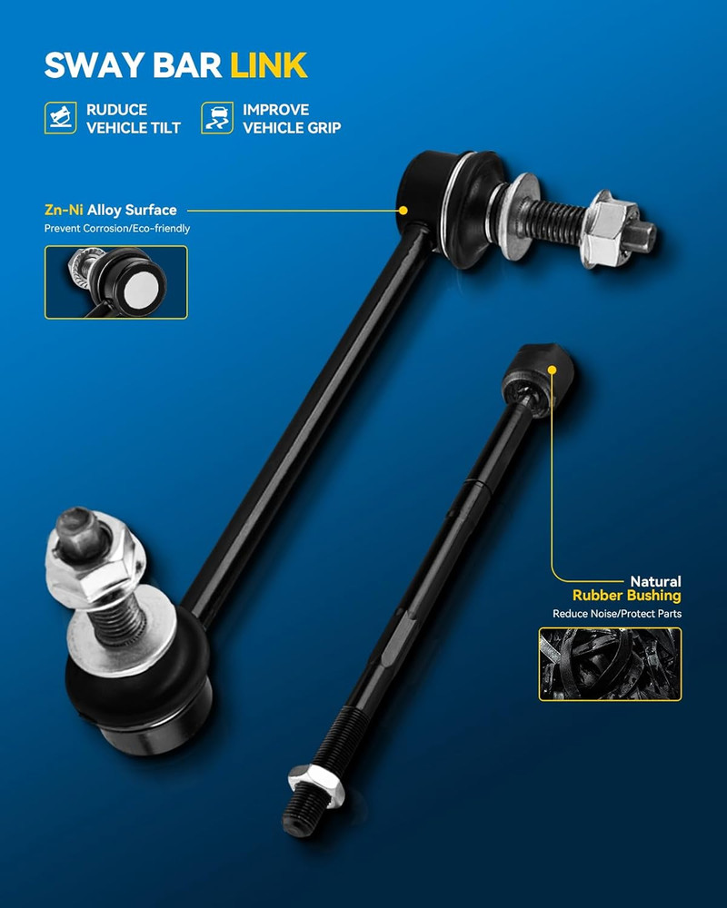 6Pcs Front Lower Control Arms with Ball Joint Tie Rod Sway Bar Link