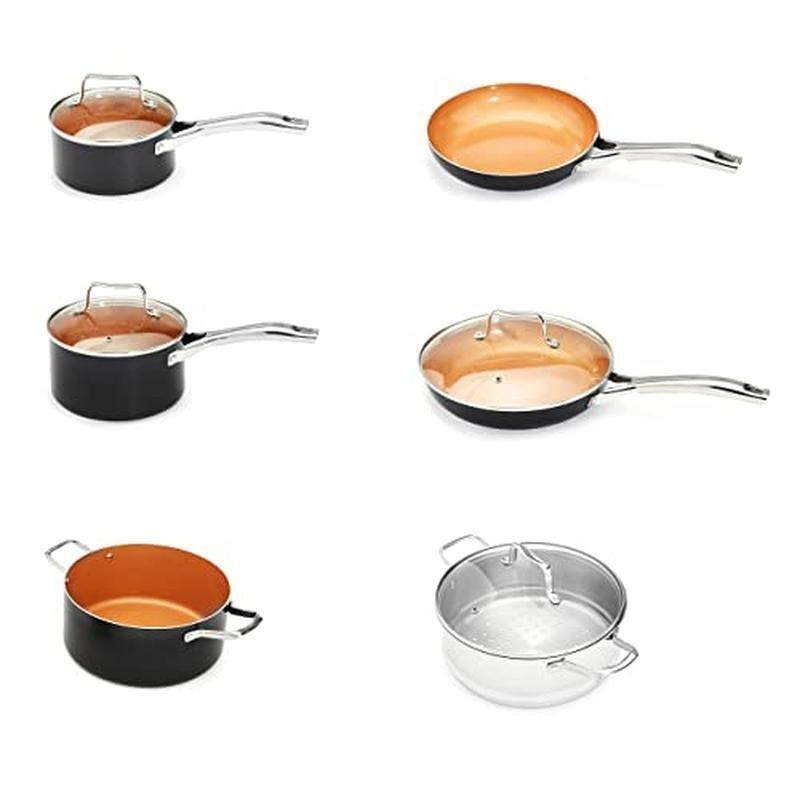 10-Piece Ceramic Nonstick Cookware Set Induction Ready Ergonomic Handles Comfort