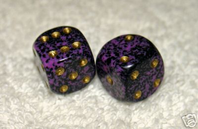 MINI 1/2" PURPLE SPECKLED DICE PAIR