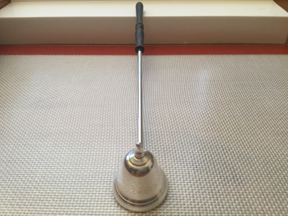 Vintage WEB Sterlin Silver Candle Snuffer W/Turned Ebony Handle