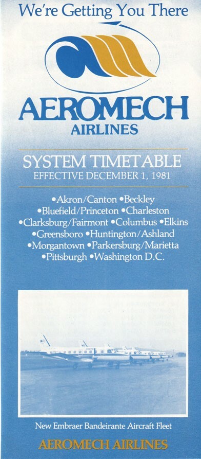 Aeromech Airlines timetable 1981/12/01