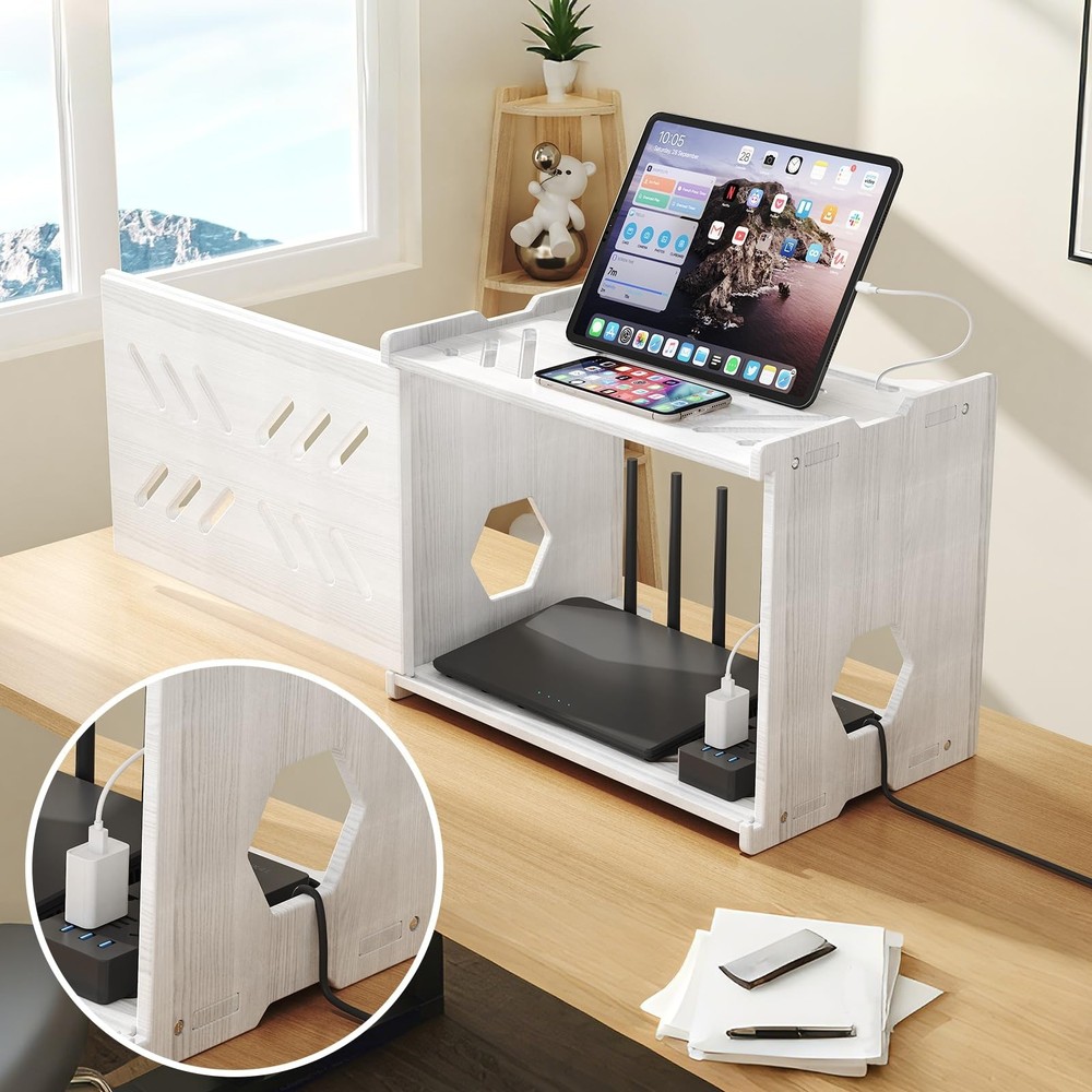Solid Wood Projector Shelf Router Shelf Projector Stand Router Storage Box Ro...