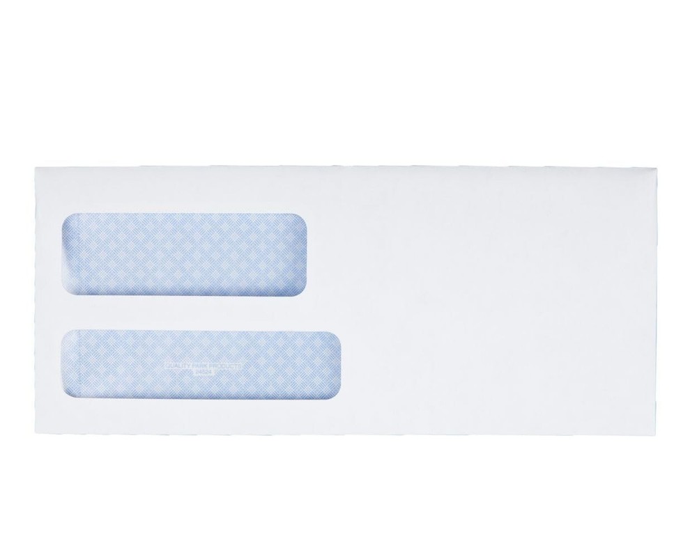 Quality Park #9 Double Window Security Envelopes, Gummed, Tinted, White, 500/Box